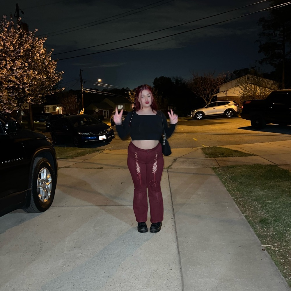 CIDER WOMENS BURGUNDY JEANS - Picture 3 of 8